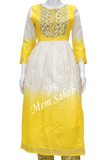 Kurti Set Yellow Shaded Top with Gota work and Cotton Block print Pant