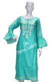 Kurti Silk Sea Green with Pearl work and Bell Sleeves