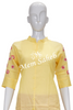 Kurti Yellow Rayon with Collar neck and Embroidery Elbow Sleeves