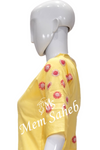 Kurti Yellow Rayon with Collar neck and Embroidery Elbow Sleeves