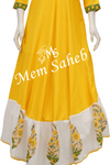 Kurti Yellow Rayon with Contrast Printed Cotton border