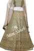 Lehenga Choli Mehendi Green Silk with Gota work and Contrast Dupatta