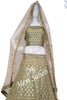 Lehenga Choli Mehendi Green Silk with Gota work and Contrast Dupatta