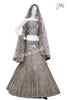 Lehenga Choli Grey Nett semi stitch with  Cords Zari and Stone Work