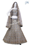 Lehenga Choli Grey Nett semi stitch with  Cords Zari and Stone Work