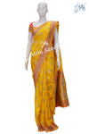 Pattu Saree Yellow Benarasi Weaving with Contrast Embroidery Border and Pallu
