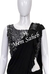 Saree Black drape style with designer Embellished coal black Blouse