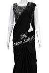 Saree Black drape style with designer Embellished coal black Blouse