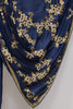 Saree Indigo Blue Satin Silk with Bouquet Style Hand Embroidery