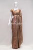 Saree Mud Brown Shimmer Georgette with Digital Print and swarovski stones