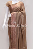 Saree Mud Brown Shimmer Georgette with Digital Print and swarovski stones