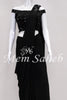 Saree One Minute Black with ready pleats and Designer Off Shoulder Blouse - Mem Saheb