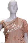 Saree Peach Designer with Crochet Embroidery Lace